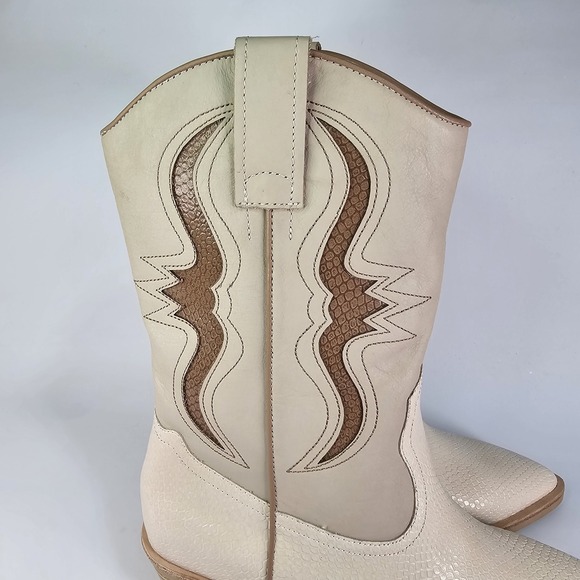Dolce Vita Boots Women's 9.5 Suzy Fashion Western Cream White 2 Tone Cowgirl - Picture 3 of 12